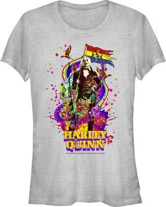 Junior's The Suicide Squad Harley Quinn Color Splash T-Shirt - Athletic Heather - X Large
