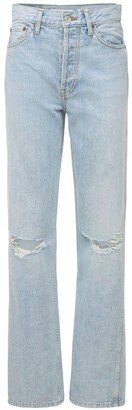 90S High-rise distressed loose jeans