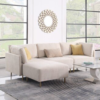 GEROJO Gray Cotton Linen Cloth L-Shaped Sectional Sofa, with Removable Pillows, Split Seats