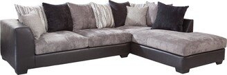 Casual Comfort Charcoal and Black, L Shaped Sectional Sofa with 8 Back Pillows and 2 Accent Pillows