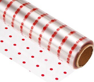 Unique Bargains Clear Flower Wrapping Paper 98ft x 16in Wrap Roll Gift Wrapping 2.5 Mil Thick Film Red Polka Dots