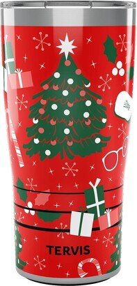 Traveler Christmas Story Holiday Movie Pattern Triple Walled Insulated Tumbler Travel Cup Keeps Drinks Cold & Hot, 20oz, Stainless Steel