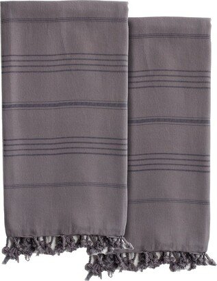 Set Of 2 Summer Fun Turkish Cotton Pestemal Beach Towels-AE