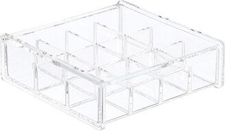 The 12-Section Luxe Acrylic Square Hinged-Lid Box Clear