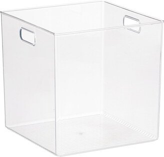 iDESIGN Large Linus Cube Bin w/ Handles Clear