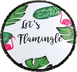 Let's Flamingle Round Beach Towel with Bag, Multi