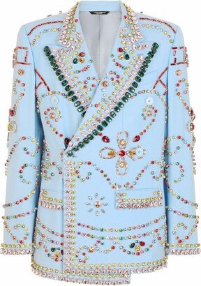 Gemstone-Embellished Double-Breasted Blazer