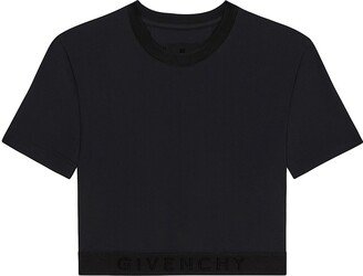 Cropped Jacquard Logo Hem T-Shirt