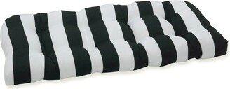 Pillow Perfect Cabana Stripe Black Wicker Loveseat Cushion