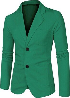 Lars Amadeus Men Notched Lapel Solid Color Pockets Front Long Sleeve Knit Blazer 38