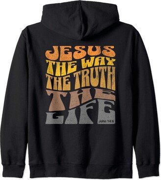 Inspirational Christian Gifts and Accessories Religious Christian Bible Verse John14:6 Retro Style Zip Hoodie