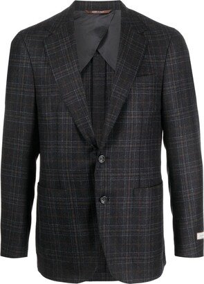 Plaid-Check Pattern Wool Blazer