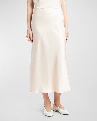 Simona Double Satin Midi Skirt-AA