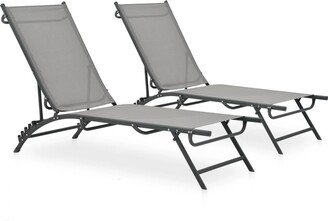 Sun Loungers 2 pcs Textilene and Steel - 71.1 x 20.9 x 12.8