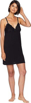 Basic Lace Front Chemise (Black) Women's Pajama