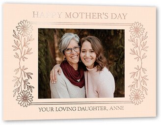 Mother's Day Cards: Flowery Frame Mother's Day, Rose Gold Foil, Beige, 5X7, Matte, Personalized Foil Cardstock, Square