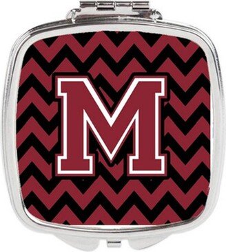 CJ1052-MSCM Letter M Chevron Garnet & Black Compact Mirror