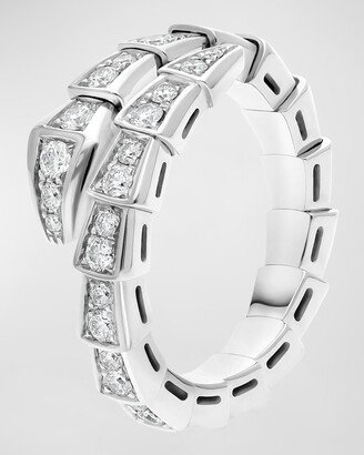 Serpenti Viper 18k White Gold Diamond Bypass Ring, EU 49 / US 5