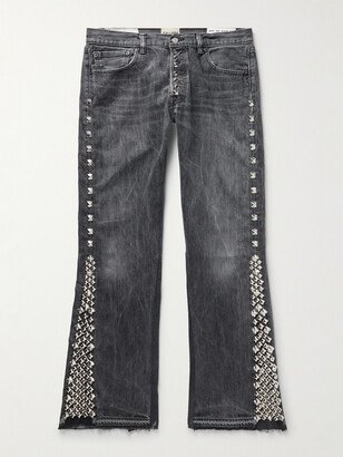 LA Slim-Fit Flared Frayed Studded Jeans