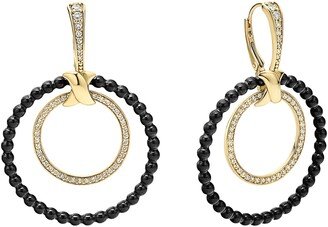 Meridian Double Circle 18K Gold Diamond & Ceramic Earring Set