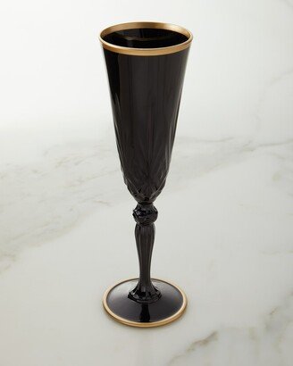 Elegance Black and Gold Collection Champagne Flute Glasses, Set of 4