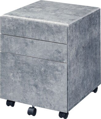 TiramisuBest Industrial Jurgen File Cabinet with 3 Drawers, Faux Concrete & Silver