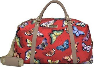 Great Escape Duffel Printed Fabric 12016 (Butterfly Heaven Ruby) Handbags