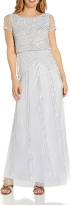 Womens Blouson Maxi Evening Dress