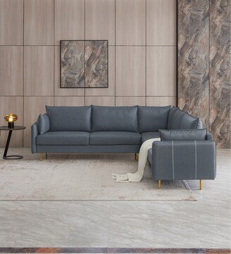 IGEMAN L-Shaped Technical Leather Sectional Sofa Comfort Upholstered Corner Sofa