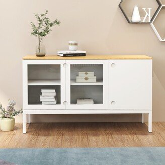 Dining sideboard with 2 glass doors in a semi-circular slot