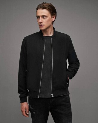 Bardsley Wool Mix Ramskull Bomber Jacket - Black