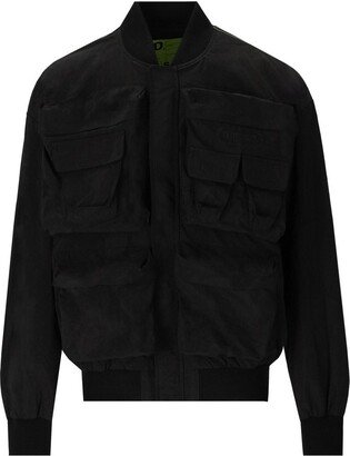 J Stain Short Black Bomber Jacket