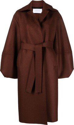 Puff-Sleeve Belted Wool Coat