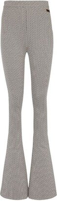 Monogram Print Flared Trousers