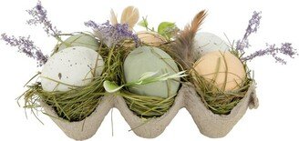 Northlight Pack of 6 Assorted Easter Eggs with Carton and Grass Decoration