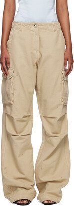 Beige Wide-Leg Cargo Pants