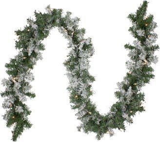 Northlight Pre-Lit Heavily Flocked Pine Artificial Christmas Garland-Clear Lights