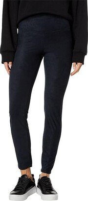 Faux Suede Shaping Leggings (Black) Women's Clothing