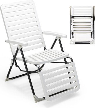 Patio Pp Chaise Lounge Folding Reclining Chair 7-Level Backrest Footrest