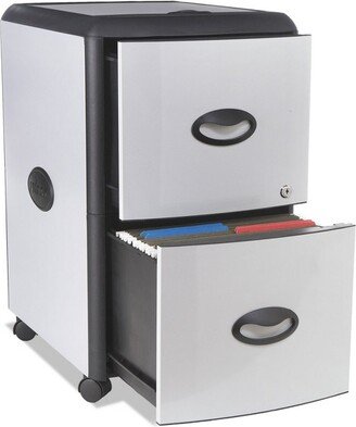 Two-Drawer Mobile Filing Cabinet With Metal Siding 19 x 15 x 23 Silver/Black 61352U01C