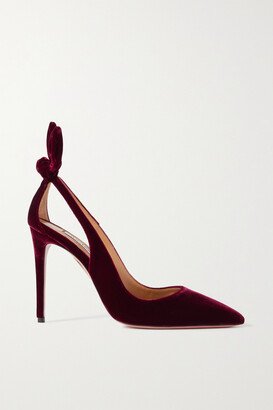 Bow Tie 105 Velvet Pumps - Burgundy