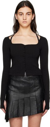 Black Square Neck Cardigan