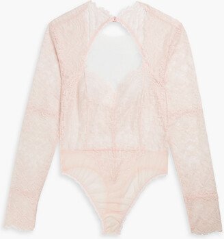 Tulle-paneled Chantilly lace bodysuit