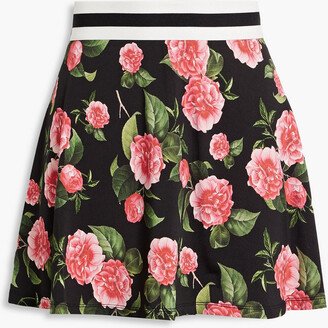 Skirt-effect floral-print stretch-jersey shorts