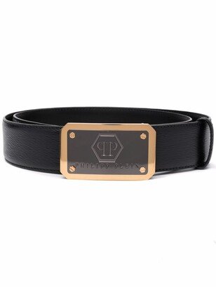 Logo-Plaque Leather Belt-BB