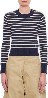 Paris Striped Crewneck Cropped Jumper-AA