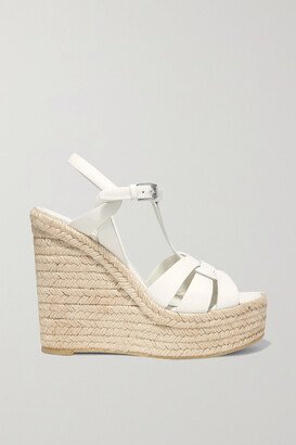 Tribute Woven Leather Espadrille Wedge Sandals - White