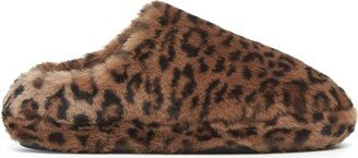 Astro faux-fur leopard-print slippers