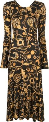 Graphic-Print Drawstring Dress