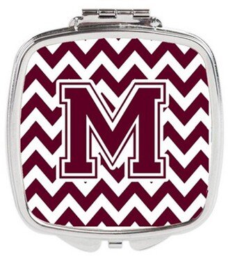 CJ1051-MSCM Letter M Chevron Maroon & White Compact Mirror, 3 x 0.3 x 2.75 in.